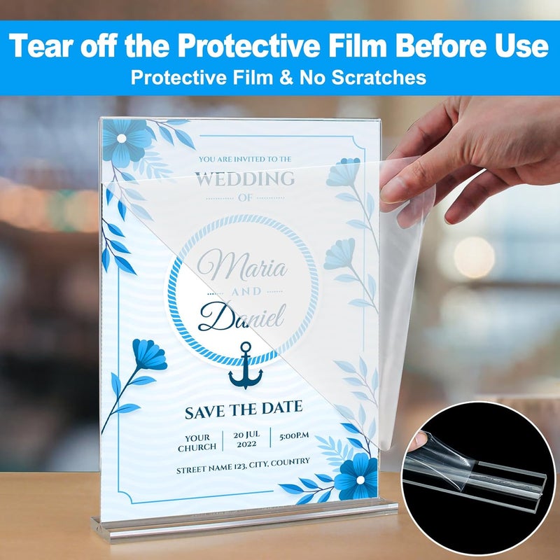 EHWINE 6 Pack Acrylic Sign Holders - 8.5 x 11, Double-Sided Stand Up Table Top Sign Holders, Clear Acrylic Picture Frame Menu Flyer Paper Display Stand for Office Business Store Wedding Party - Image 2